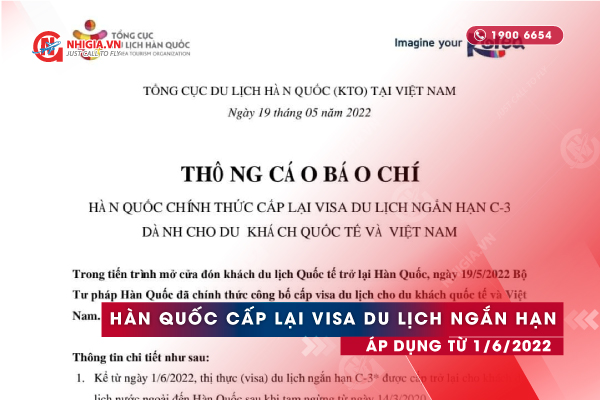 Hàn Quốc nhận lại visa du lịch ngắn hạn C-3 cho người Việt từ 1/6